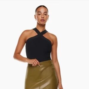 Aritzia Black Cross-Front Tank Top